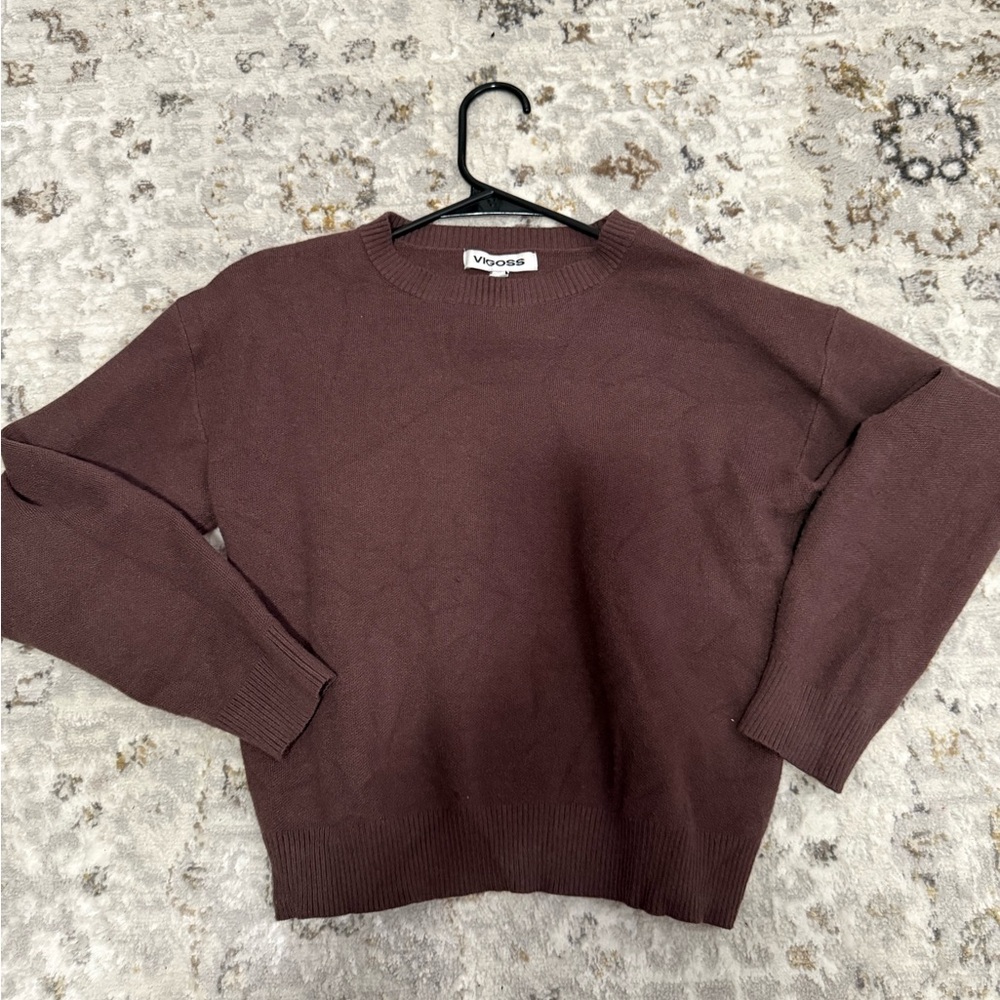 Women's Crewneck Sweater in Deep Brown